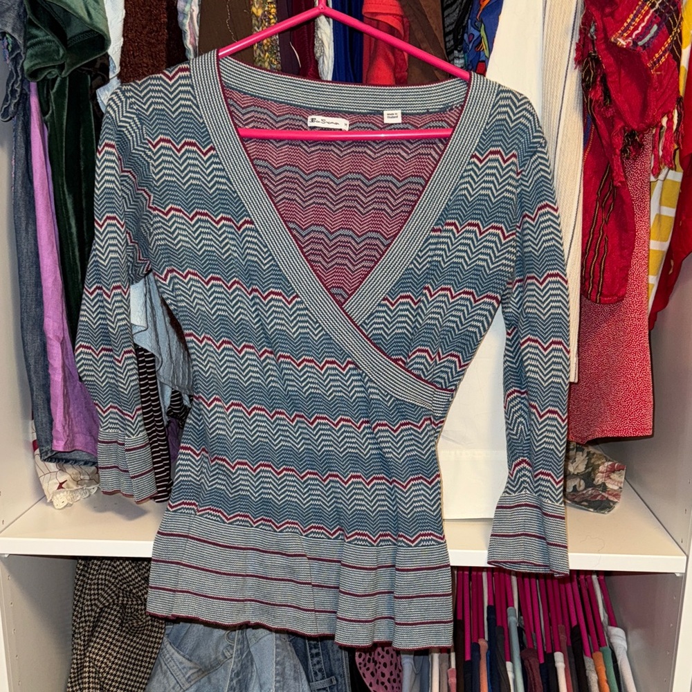Ben Sherman Multicolor Zigzag Knit Top